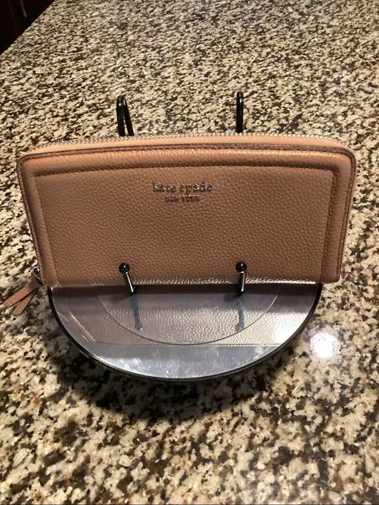 kate spade Handbags - kate spade Pebbled Leather Zip Wallet — Light Brown. EUC
